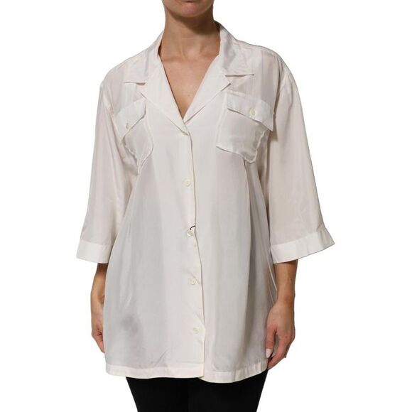 Dolce & Gabbana ButtonDown Pocket Top Women White Tops & T-Shirts